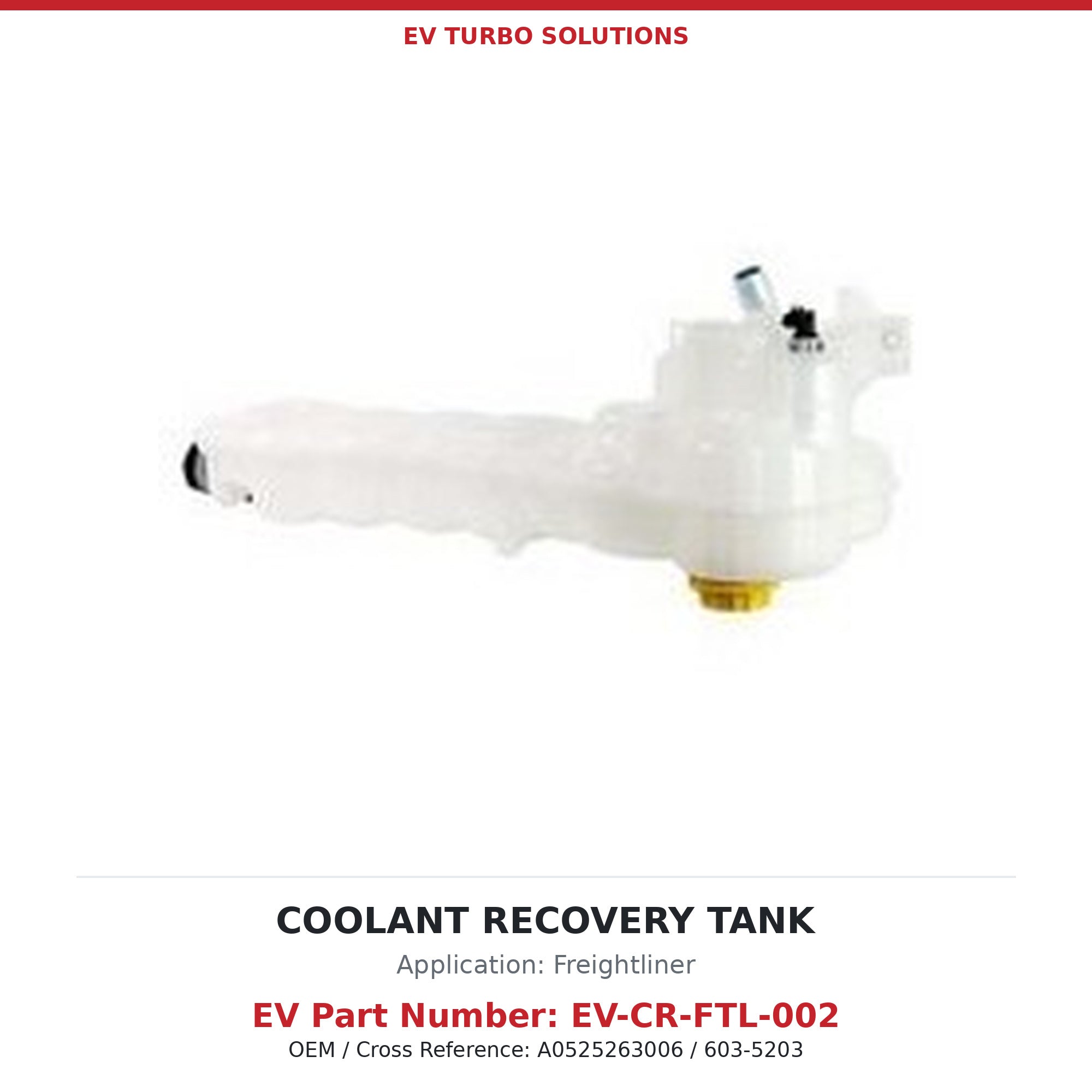 Heavy-Duty Coolant Recovery Tank with Sensor - Freightliner Cascadia